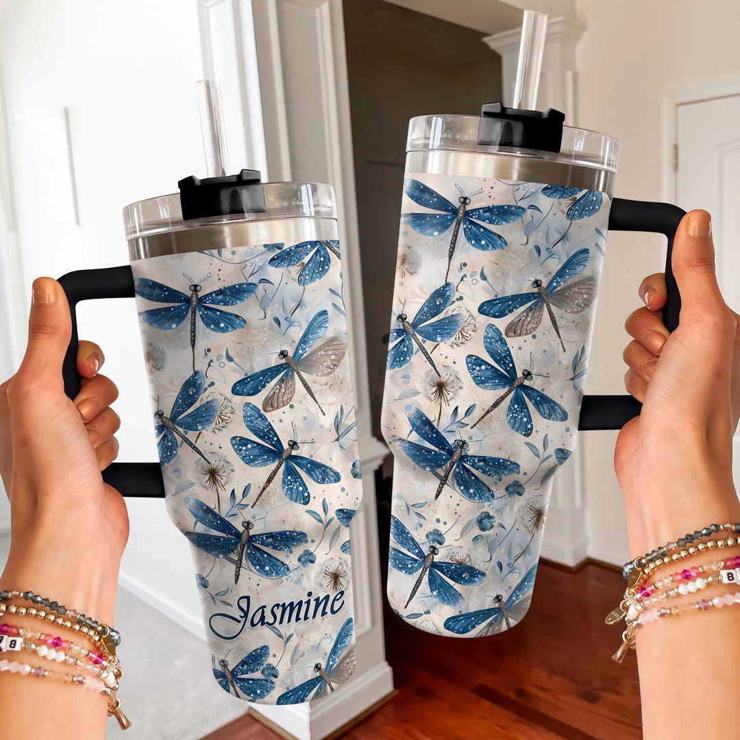 40 Oz Shineful Tumbler Personalisiert Blaue Libelle Flüstern