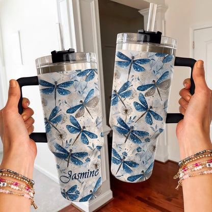 40 Oz Shineful Tumbler Personalized Blue Dragonfly Whispers