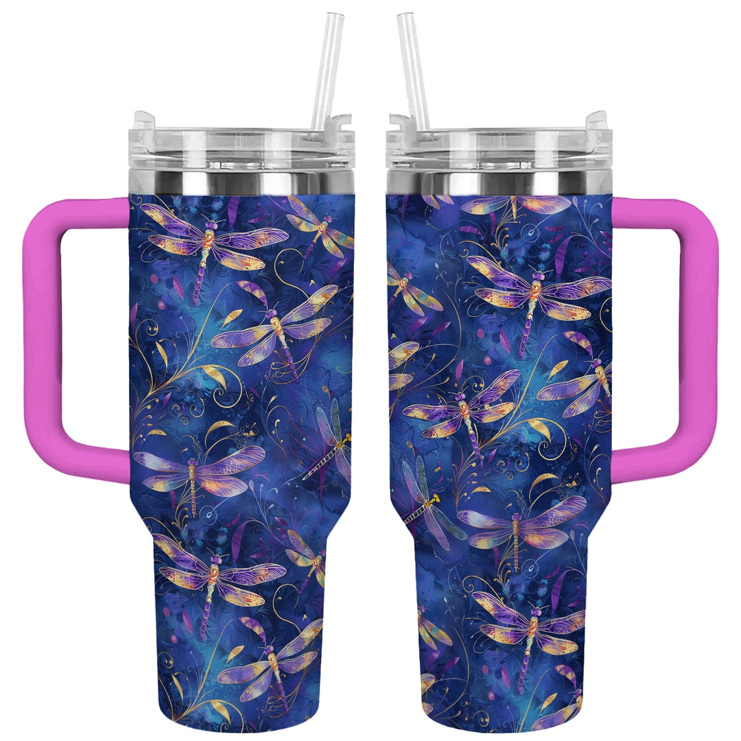 40 Oz  Shineful Tumbler Starry Night Dragonfly