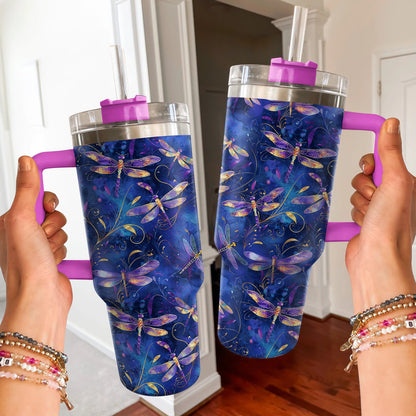 40 Oz  Shineful Tumbler Starry Night Dragonfly