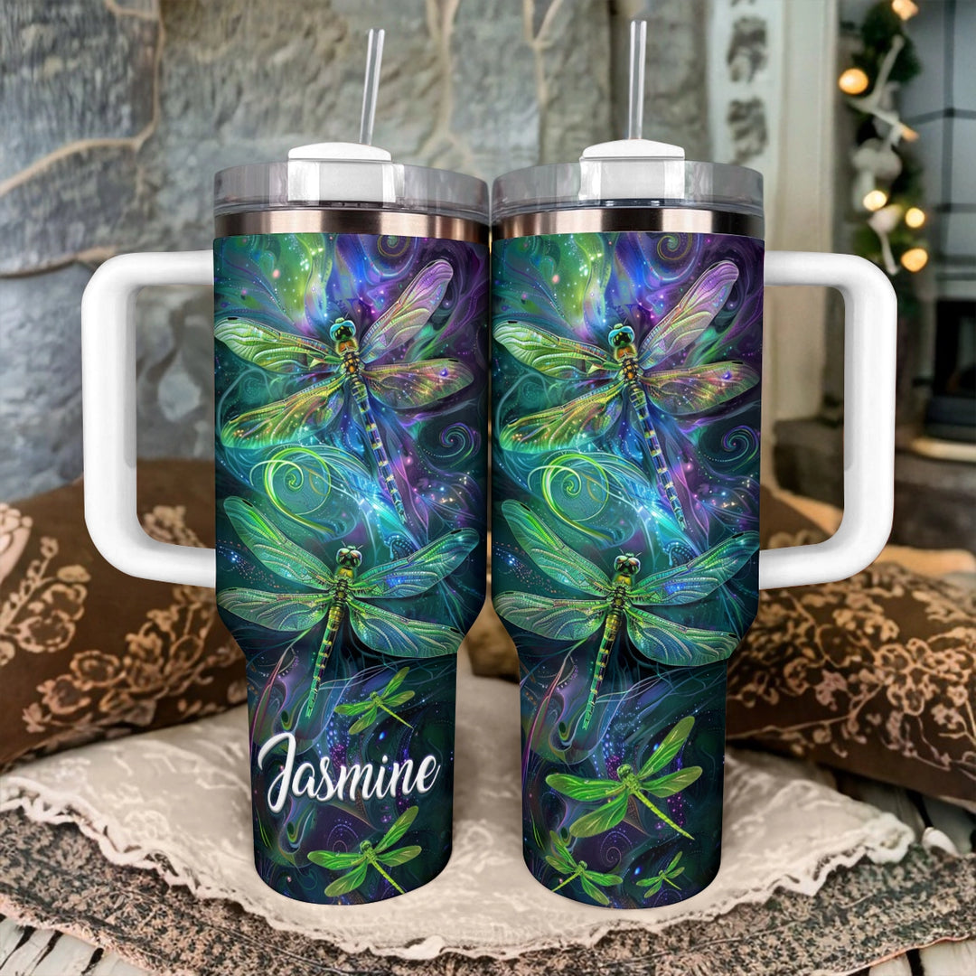 40 Oz Shineful Tumbler Personalisierte kosmische Libelle