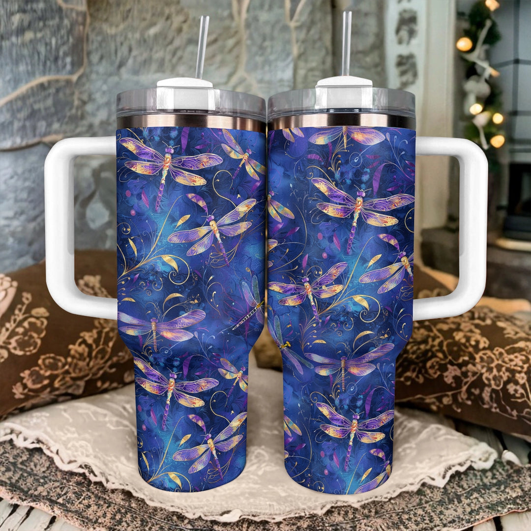 40 Oz  Shineful Tumbler Starry Night Dragonfly