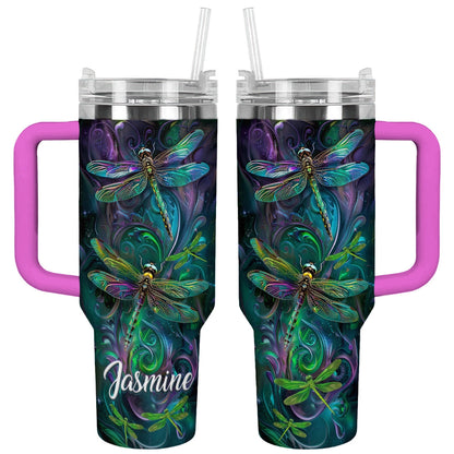 40 Oz Shineful Tumbler Personalized Night Whirl Dragonfly