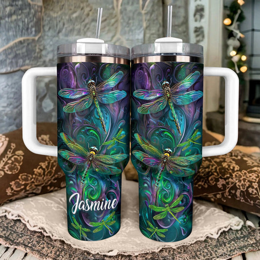 40 Oz Shineful Tumbler Personalized Night Whirl Dragonfly