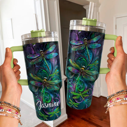 40 Oz Shineful Tumbler Personalized Night Whirl Dragonfly