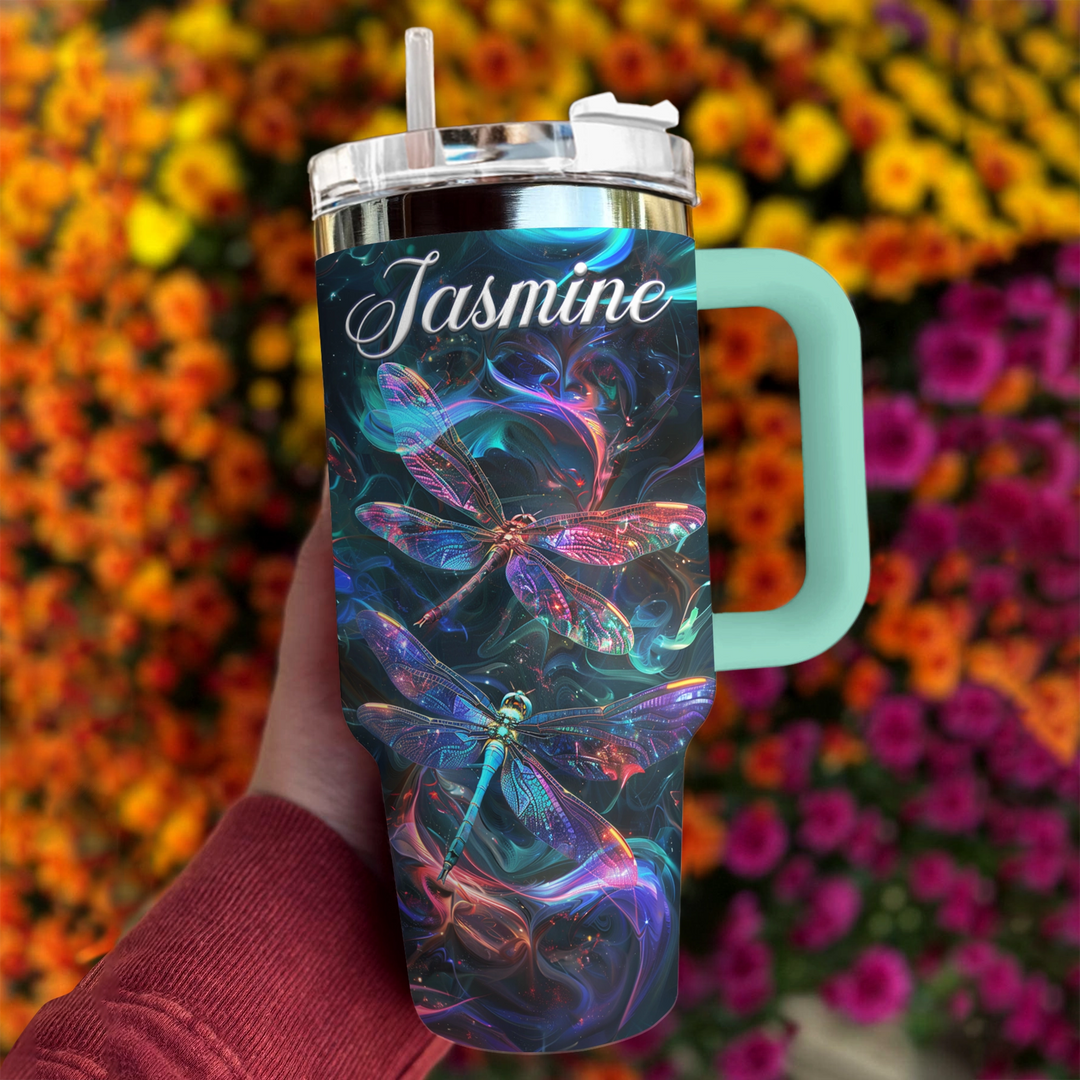 40 Oz Shineful Tumbler Personalisierte lebendige Libelle