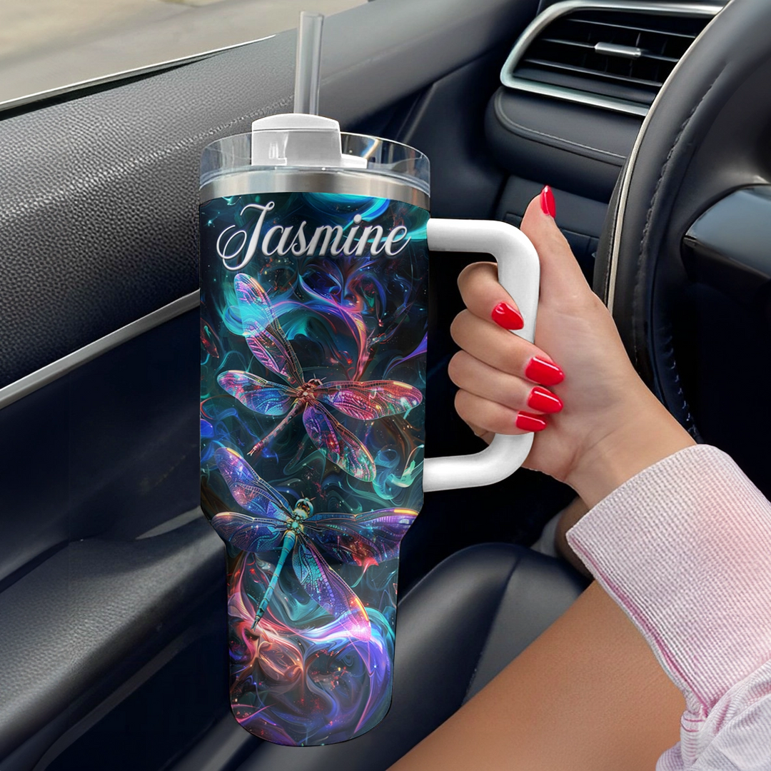 40 Oz Shineful Tumbler Personalized Vibrant Dragonfly