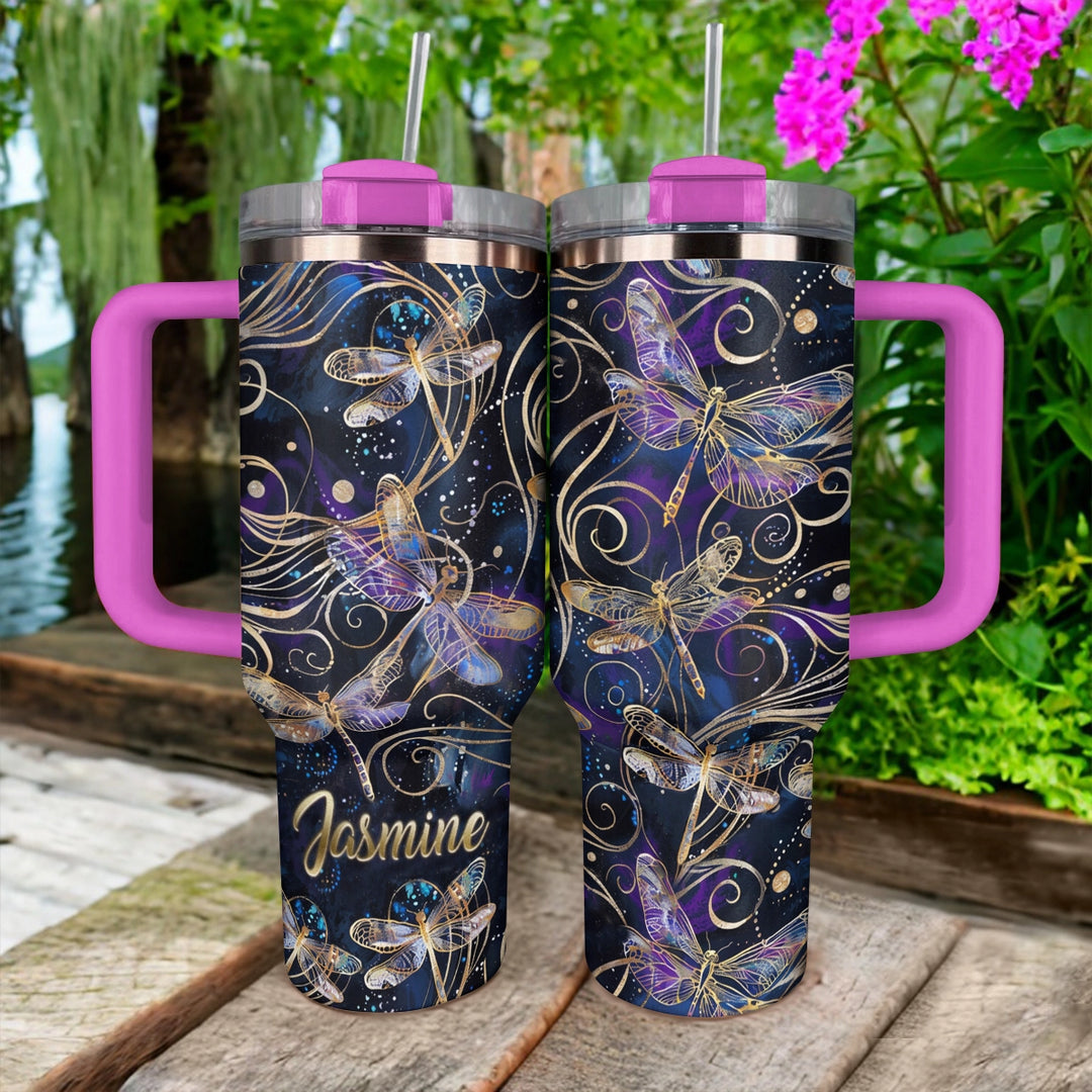 40 Oz Shineful Tumbler Personalisierte galaktische Libelle