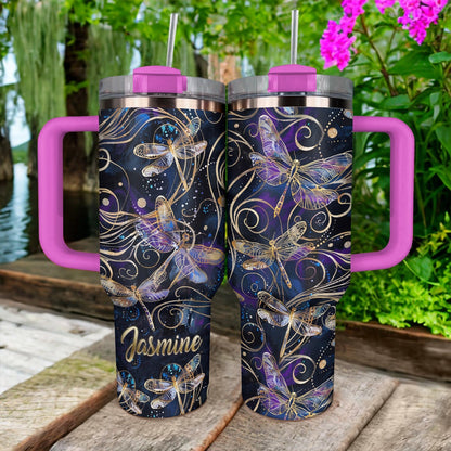 40 Oz Shineful Tumbler Personalized Galactic Dragonfly