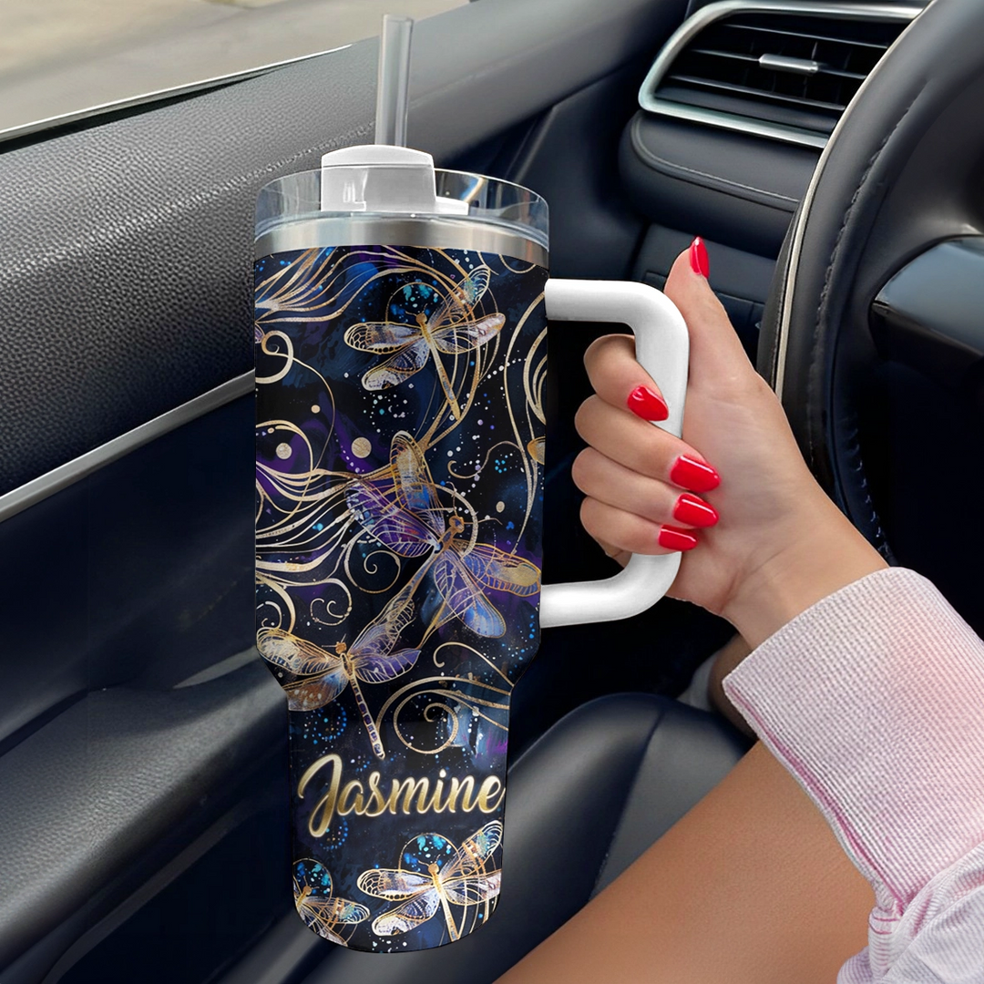 40 Oz Shineful Tumbler Personalized Galactic Dragonfly