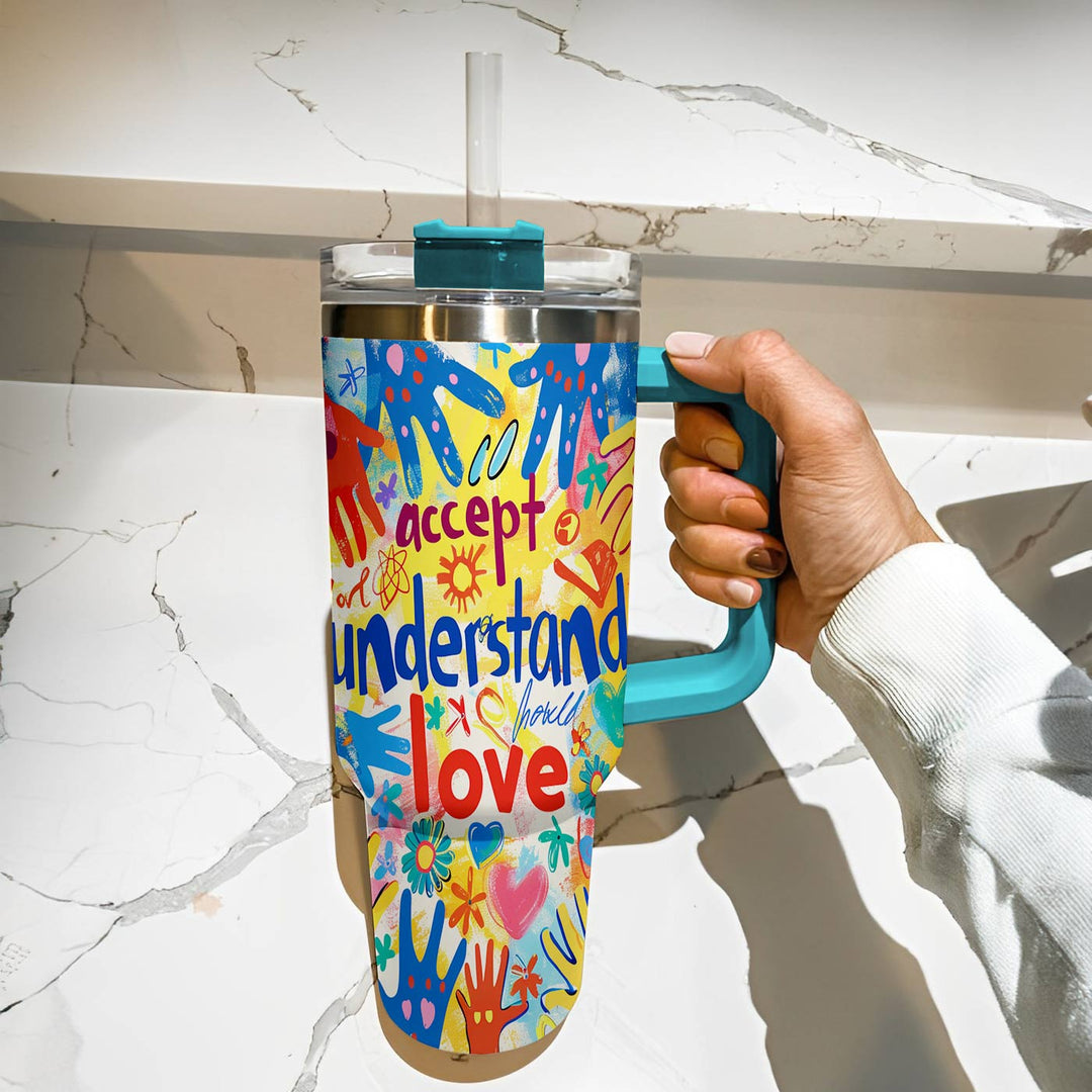 40 Oz Shineful Tumbler Autism Accepct Love Sunshine