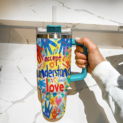 40 Oz Shineful Tumbler Autism Accepct Love Sunshine