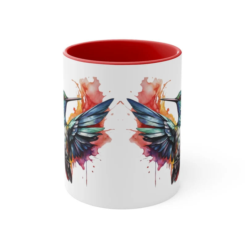 Tasse de colibri Un cadeau coloré pour les amateurs d’oiseaux Tasse de colibri artistique Aquarelle Colibri Design Vibrant Accent Tasse à café 11oz