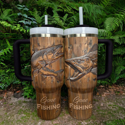 40 Oz Shineful Tumbler Forelle Gone Fishing