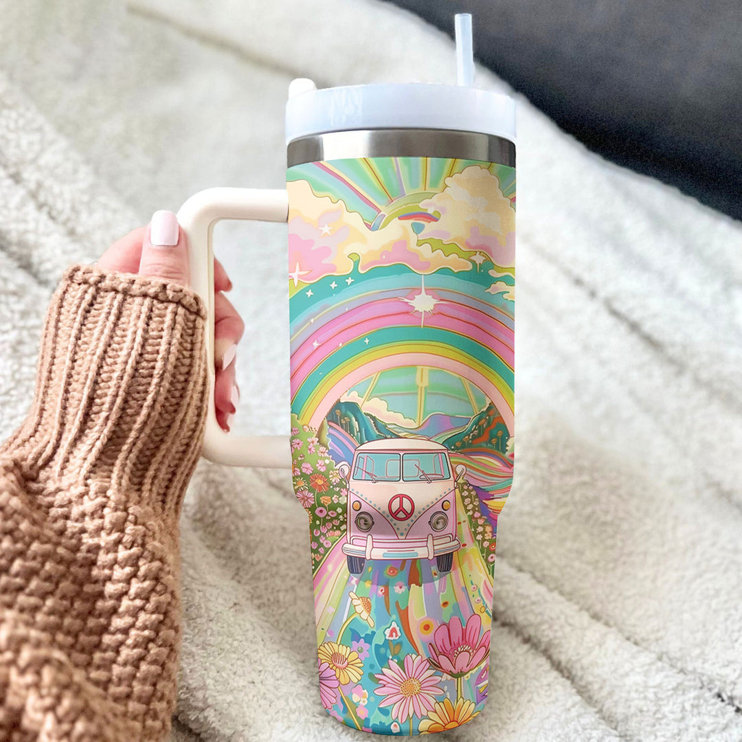 40 Oz Hippie Tumbler Shineful Groovy Glider