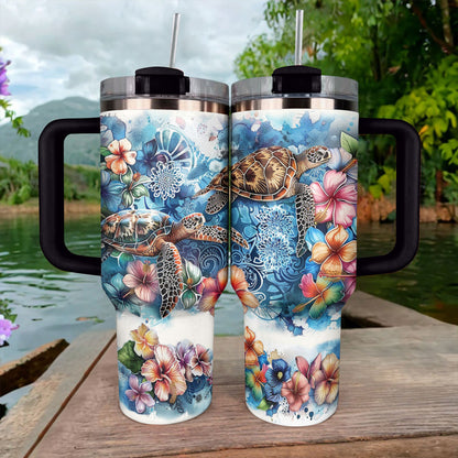 40 Oz  Shineful Tumbler Tropical Sea Turtles