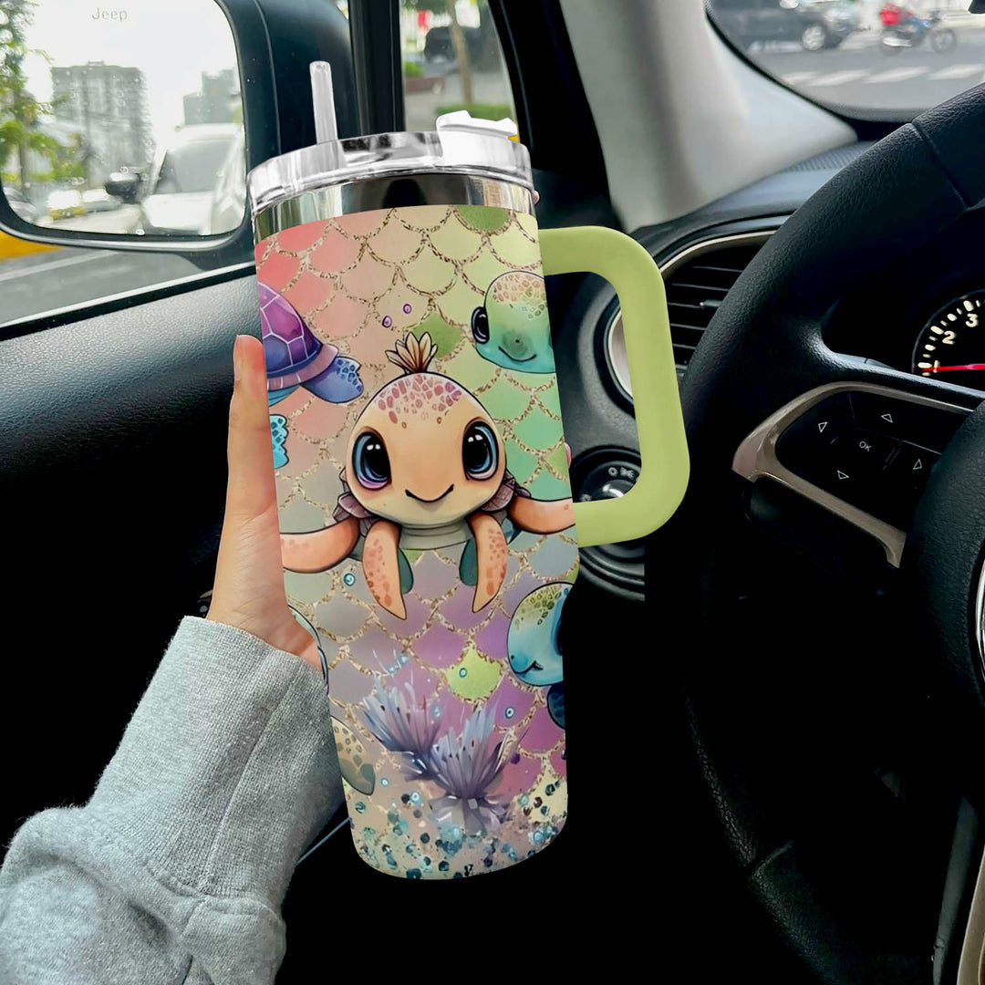 40 Oz  Shineful Tumbler Sparkling Sea Turtles