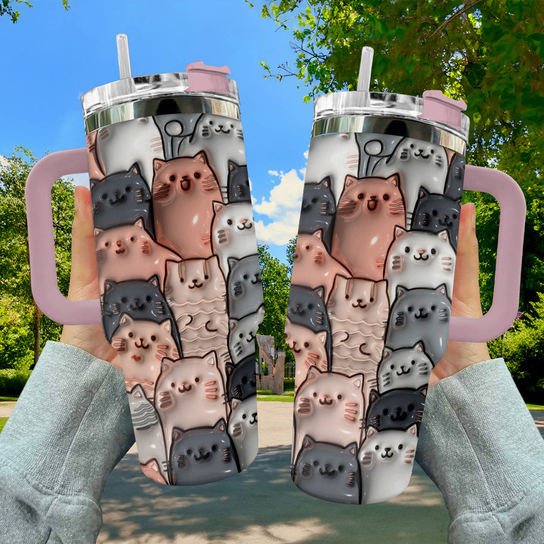 40 Oz Shineful Tumbler Puffy Cats