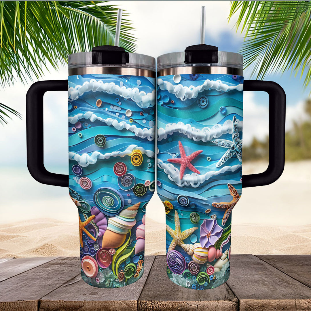 40 Oz glänzender Becher Seaside Whimsy