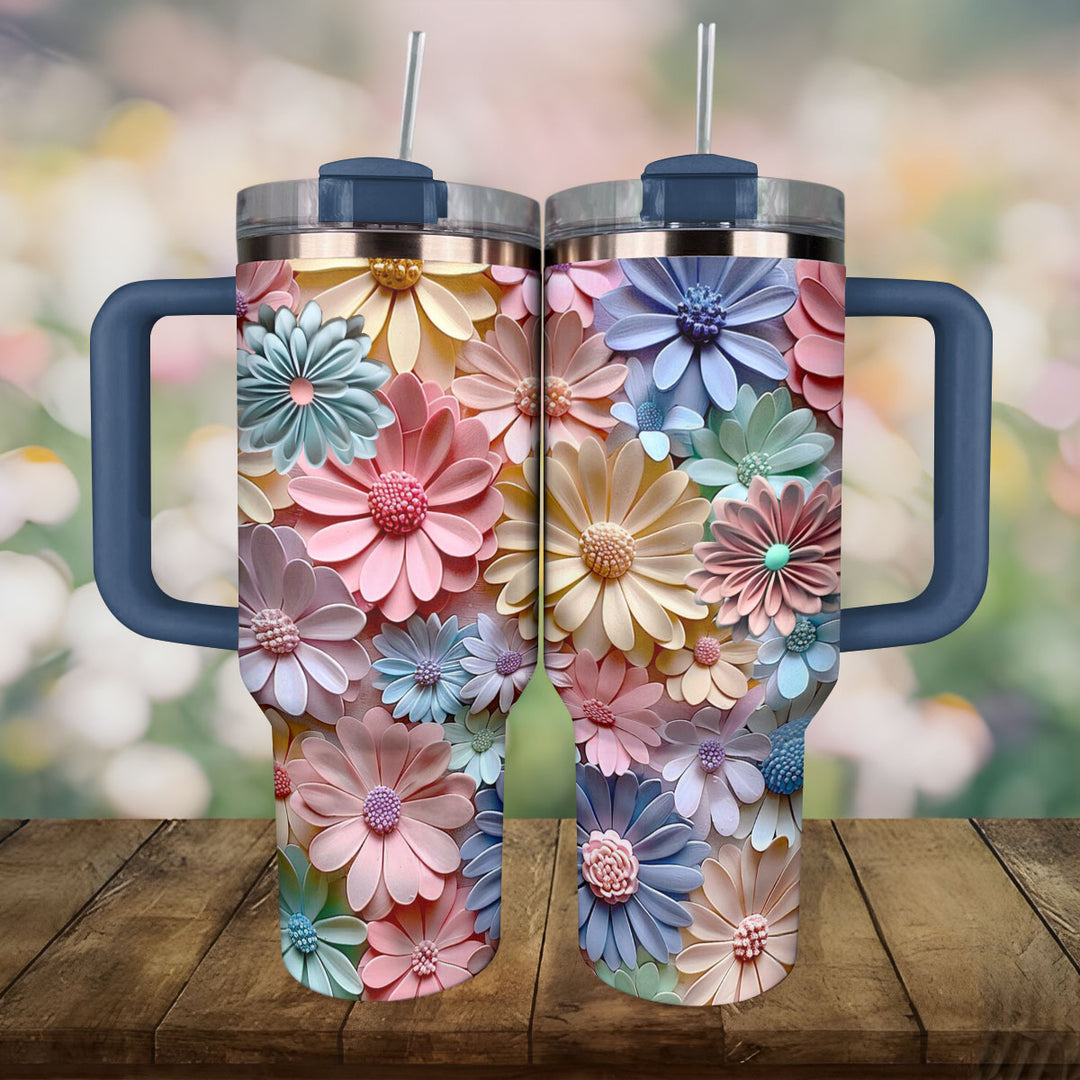 40 Oz Shineful Glossy Tumbler Colorful Daisies