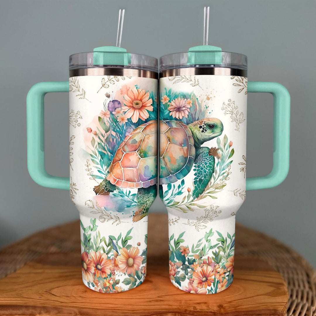 40 Oz  Shineful Tumbler Sparkling Sea Turtle