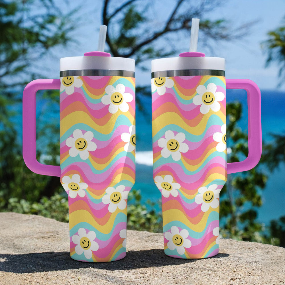 40 Oz  Shineful Tumbler Smiling Daisy Ver2