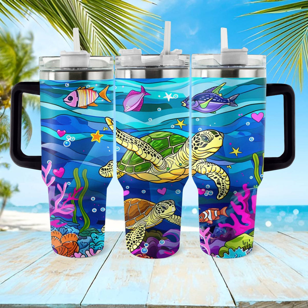 40 Oz  Shineful Tumbler Undersea Turtle