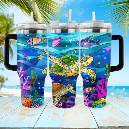 40 Oz  Shineful Tumbler Undersea Turtle