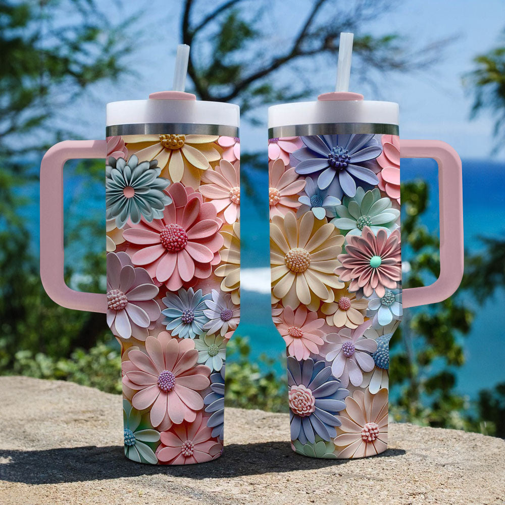 40 Oz Shineful Glossy Tumbler Colorful Daisies