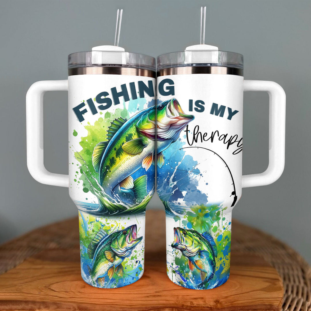 40 Oz  Shineful Tumbler Therapy Fishing