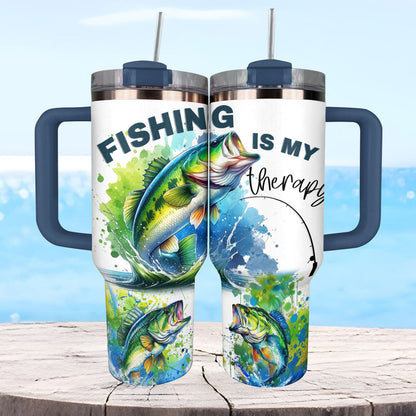 40 Oz  Shineful Tumbler Therapy Fishing