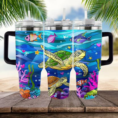 40 Oz  Shineful Tumbler Undersea Turtle