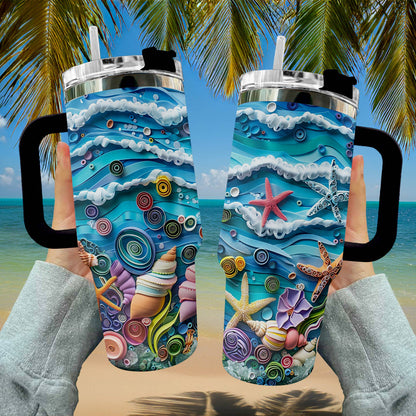 40 Oz glänzender Becher Seaside Whimsy