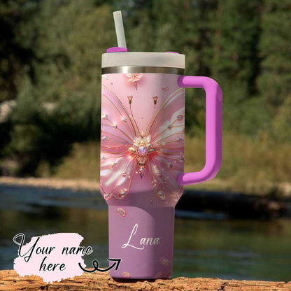 40 Oz Shineful Glossy Tumbler Personalized Elegant Butterfly