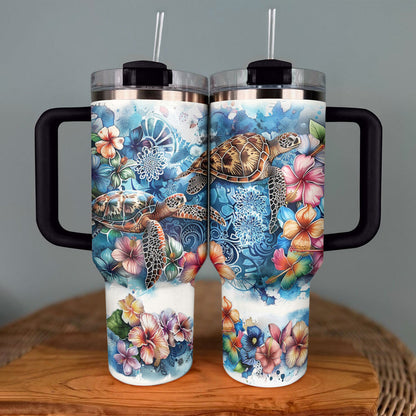 40 Oz  Shineful Tumbler Tropical Sea Turtles