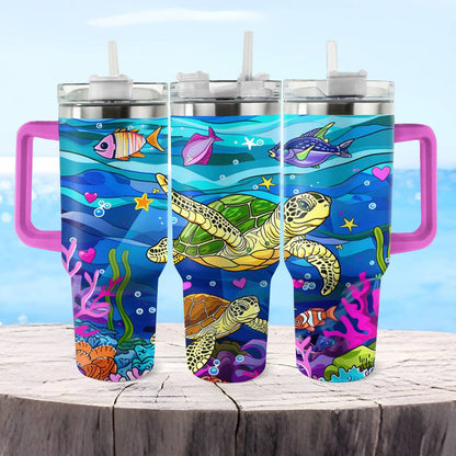 40 Oz  Shineful Tumbler Undersea Turtle