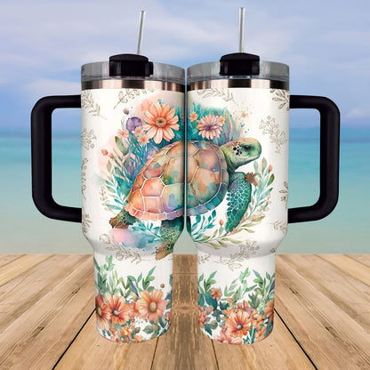 40 Oz  Shineful Tumbler Sparkling Sea Turtle