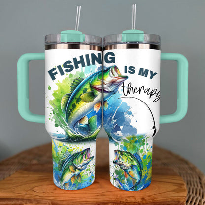 40 Oz  Shineful Tumbler Therapy Fishing