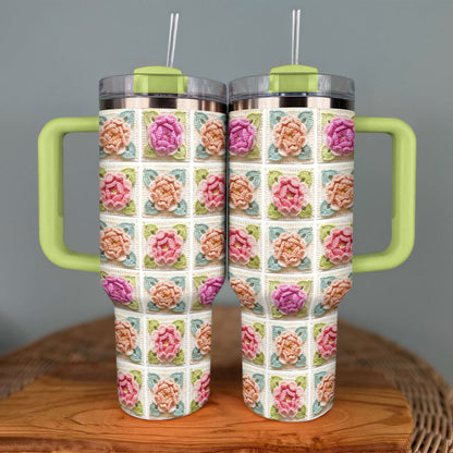 40 Oz Shineful Tumbler Crochet Flowers