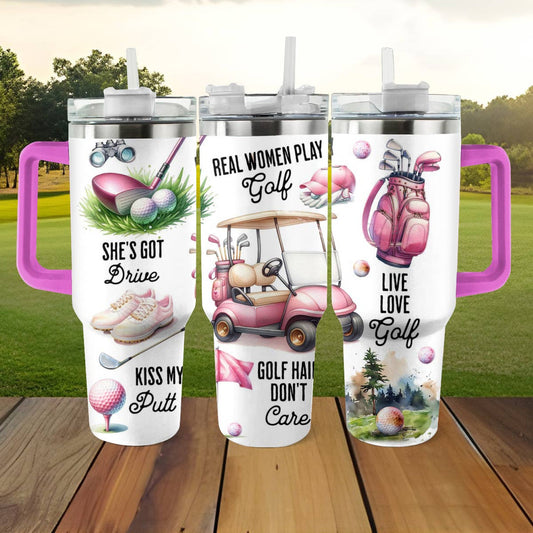 40 Oz Shineful Tumbler Pink Golf