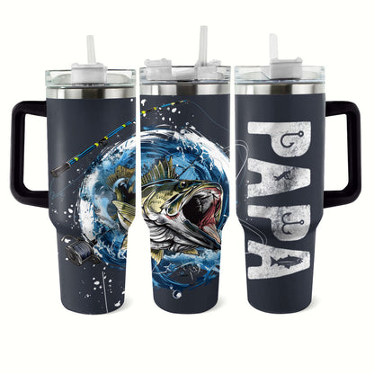 40 Oz Shineful Tumbler Papa Fishing