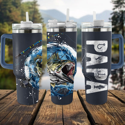 40 Oz Shineful Tumbler Papa Fishing