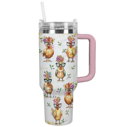 40 Oz Shineful Tumbler Flower Lady Chicken