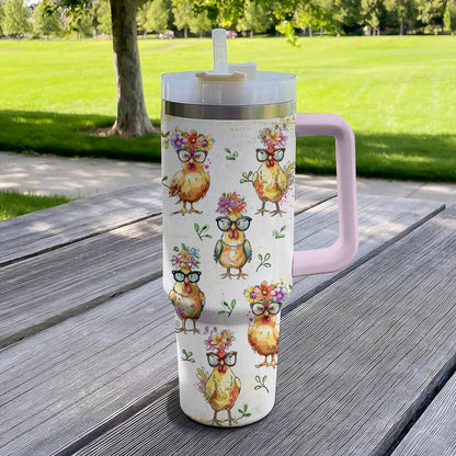 40 Oz Shineful Tumbler Flower Lady Chicken