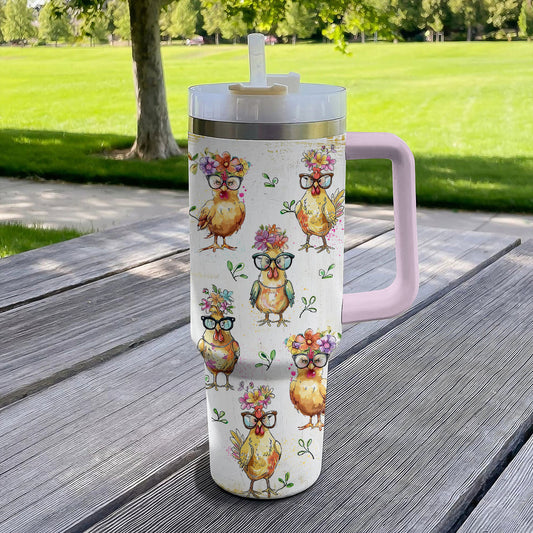 40 Oz Shineful Tumbler Flower Lady Chicken