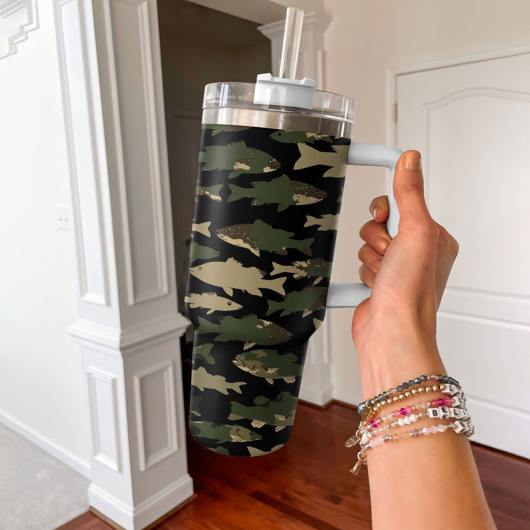 Pêche au camouflage de gobelet brillant de 40 oz