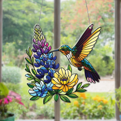 Upgrade your home decor with this stunning Hummingbird Acrylic Window hanging. Perfect for Lilac lovers, bird nerds, and anyone who appreciates beautiful home decor 2