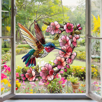 Upgrade your home decor with this stunning Hummingbird Acrylic Window hanging. Perfect for Lilac lovers, bird nerds, and anyone who appreciates beautiful home decor 2