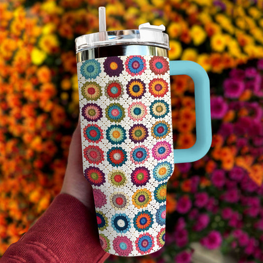 40 Oz Shineful Tumbler Granny Square Tropical Boho