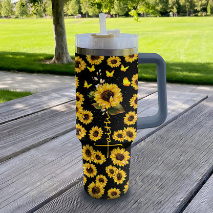 40 Oz Shiny Tumbler Personalisierte Sonnenblume Glaube